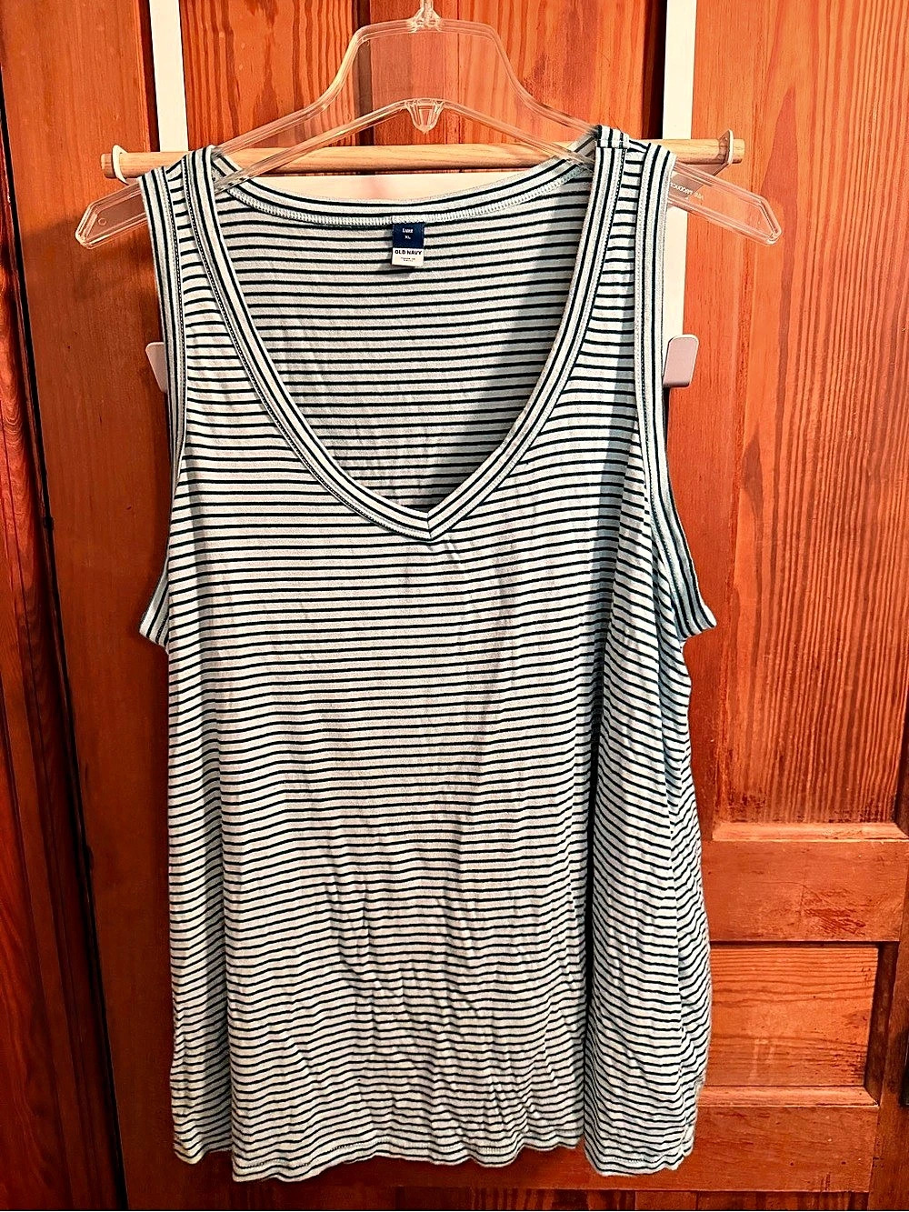 Old Navy Striped V-Neck Tank Top in Green & blue